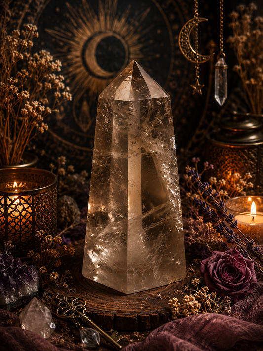 Smoky Quartz Rainbow Flash Tower
